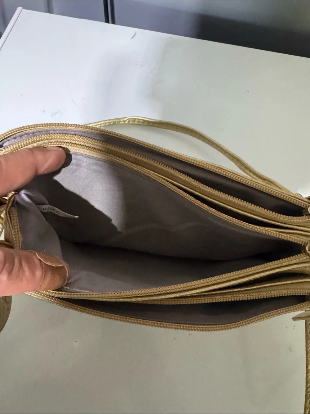 Michael Kors Metallic Gold Leather Crossbody Wristlet